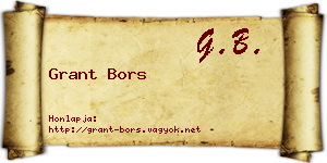 Grant Bors névjegykártya